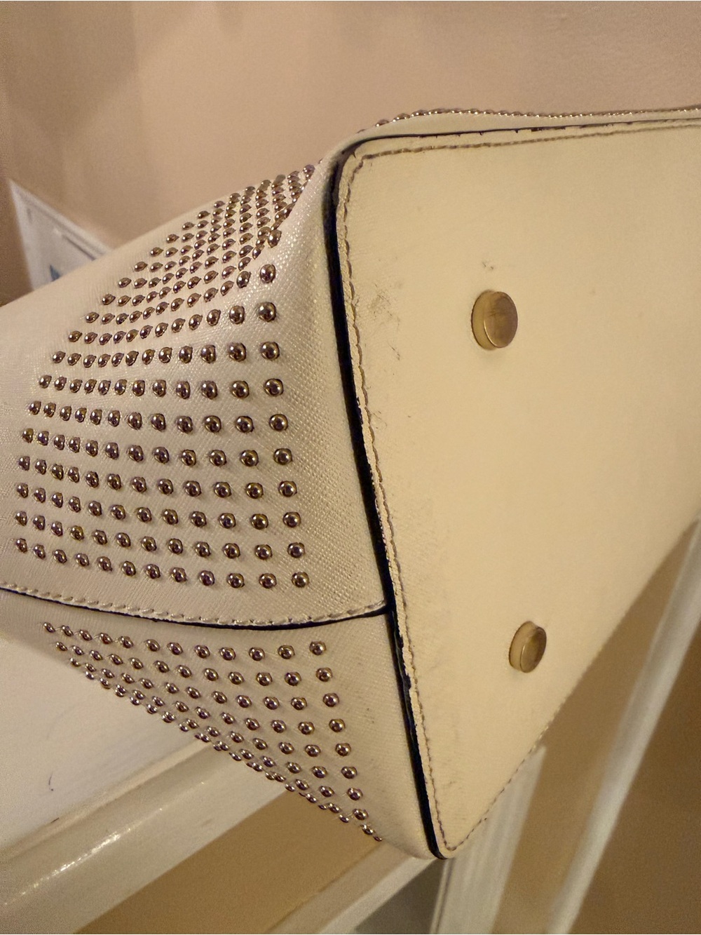 Calvin Klein SCARLETT STUD DETAIL SAFFIANO LEATHER SHOPPER TOTE GUC - Picture 7 of 12